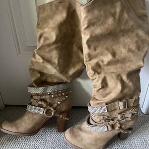 Women's Tan Studded Boots